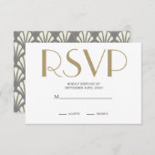 Art Deco Wedding Gray Roaring Twenties RSVP Informatiekaartje (Voorkant / Achterkant)