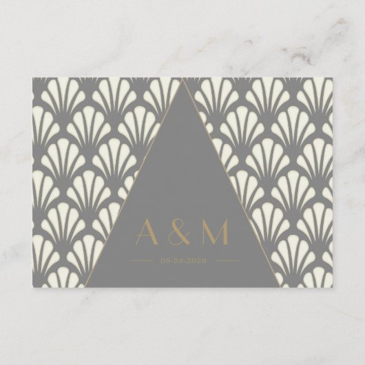Art Deco Wedding Gray Roaring Twenties RSVP Informatiekaartje (Achterkant)