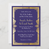 Art Deco Wedding Invitation 1920s Gatsby Navy Gold Kaart (Voorkant)