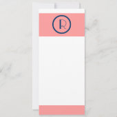 Art Deco Wedding Invitation Coral Navy Blue WHite Kaart (Achterkant)