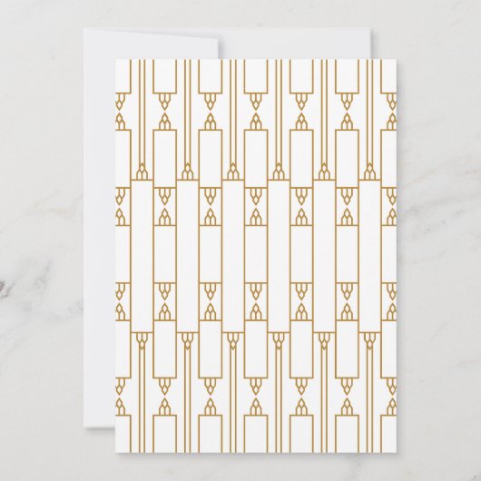Art Deco Wedding Invitation in Gold en White Kaart (Achterkant)
