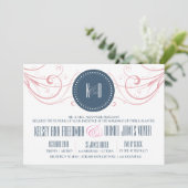 Art Deco Wedding Invitation met zwenkrieten Kaart (Staand voorkant)