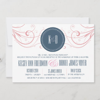 Art Deco Wedding Invitation met zwenkrieten Kaart