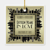 Art Deco Wedding Jubileum Champagne Gold Gatsby Keramisch Ornament (Achterkant)