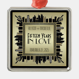 Art Deco Wedding Jubileum Champagne Gold Gatsby Metalen Ornament