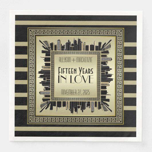 Art Deco Wedding Jubileum Champagne Gold Gatsby Servet (Voorkant)