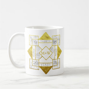 Art Deco Wedding Jubileum Marble Gold Foil Glam Koffiemok