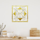 Art Deco Wedding Jubileum Marble Gold Foil Glam Poster (Keuken)