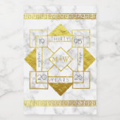 Art Deco Wedding Jubileum Marble Gold Foil Glam Wijn Etiket (Enkel label)