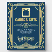 Art Deco Wedding-kaarten en cadeautjes Gold Blue S Fotoplaat (Voorkant)