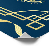 Art Deco Wedding-kaarten en cadeautjes Gold Blue S Poster (Hoek)