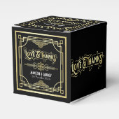 Art Deco Wedding Love & Bedankt Gold Black Favor Bedankdoosjes (Voorkant Zijde)