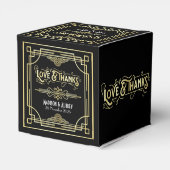 Art Deco Wedding Love & Bedankt Gold Black Favor Bedankdoosjes (Achterkant)
