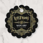 Art Deco Wedding Love & Bedankt Gold Black Favor Bedankjes Labels (Voorkant)