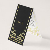 Art Deco Wedding Love & Bedankt Gold Black Favor Kaart (Achterkant)