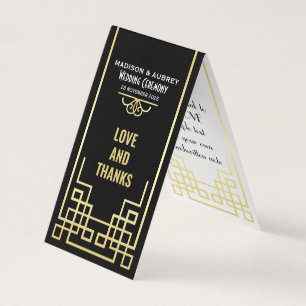 Art Deco Wedding Love & Bedankt Gold Black Favor Kaart