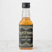 Art Deco Wedding Love & Bedankt Gold Black Favor Likeurfles Etiket (Voorkant)