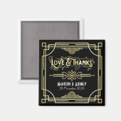 Art Deco Wedding Love & Bedankt Gold Black Favor Magneet (Voorkant / Achterkant)