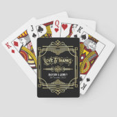 Art Deco Wedding Love & Bedankt Gold Black Favor Pokerkaarten (Achterkant)