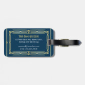 Art Deco Wedding Love & Bedankt Gold Blue Favor Bagagelabel (Achterkant horizontaal)