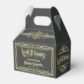 Art Deco Wedding Love & Bedankt Gold Blue Favor Bedankdoosjes (Achterkant)