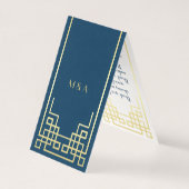 Art Deco Wedding Love & Bedankt Gold Blue Favor Kaart (Achterkant)