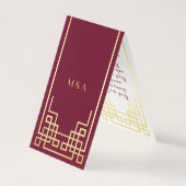 Art Deco Wedding Love & Bedankt Gold Burgundy Favo Kaart (Achterkant)