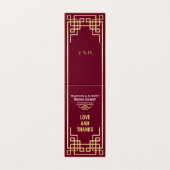 Art Deco Wedding Love & Bedankt Gold Burgundy Favo Kaart (Buitenkant ongevouwen)