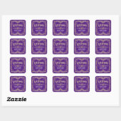 Art Deco Wedding Love & Bedankt Gold Paars Favor Vierkante Sticker (Vel)