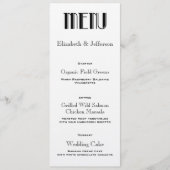 Art Deco Wedding Menu Kaart (Voorkant)