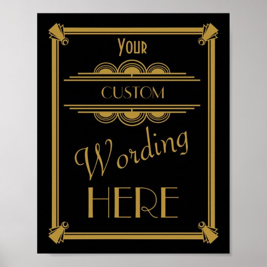 Art Deco Wedding of Party Sign maakt je zelf Poster (Voorkant)