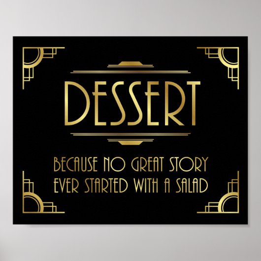 Art Deco Wedding Print DESSERT-teken (Voorkant)