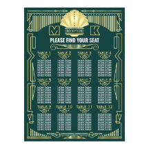 Art Deco Wedding Reception Green Seating Chart