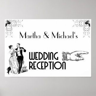 Art Deco Wedding Reception Sign Poster