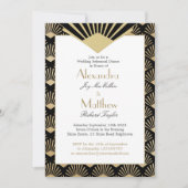 Art Deco Wedding Rehearsal Dinner Black Gold Kaart (Voorkant)