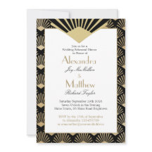 Art Deco Wedding Rehearsal Dinner Black Gold