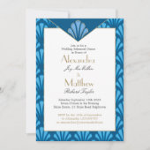 Art Deco Wedding Rehearsal Dinner Blue  Kaart (Voorkant)