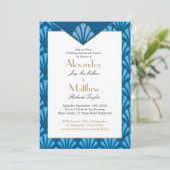 Art Deco Wedding Rehearsal Dinner Blue  Kaart (Staand voorkant)