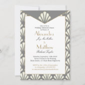 Art Deco Wedding Rehearsal Dinner Grey Kaart (Voorkant)