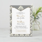 Art Deco Wedding Rehearsal Dinner Grey Kaart (Staand voorkant)