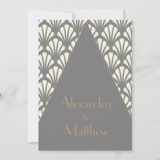 Art Deco Wedding Rehearsal Dinner Grey Kaart (Achterkant)