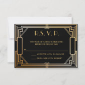 Art Deco Wedding Response Kaarten RSVP (Voorkant)