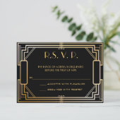 Art Deco Wedding Response Kaarten RSVP Kaartje (Staand voorkant)