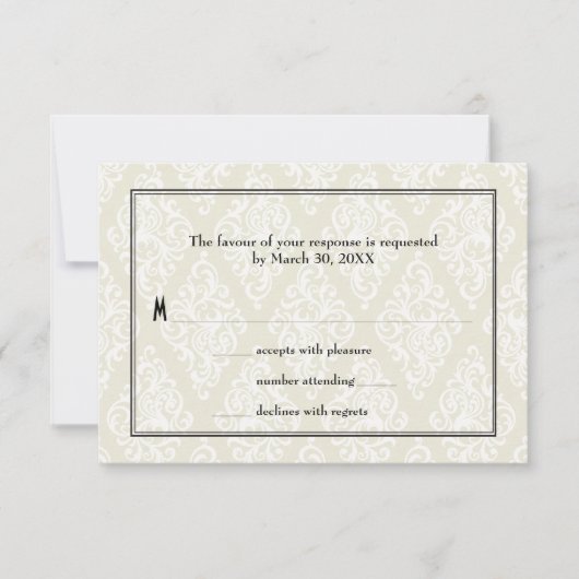 Art Deco Wedding RSVP Kaartje (Voorkant)