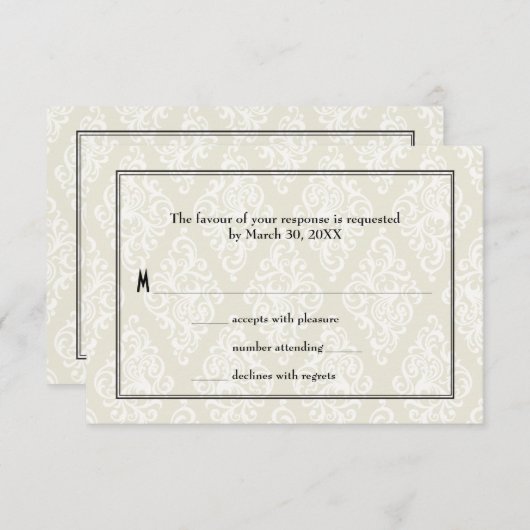 Art Deco Wedding RSVP Kaartje (Voorkant / Achterkant)