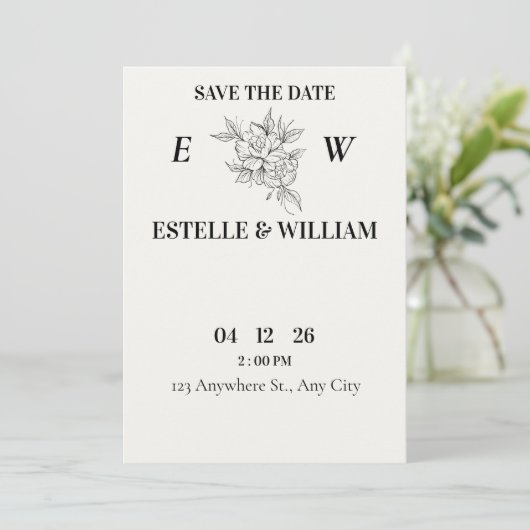 Art Deco Wedding Save the Date Card  (Staand voorkant)
