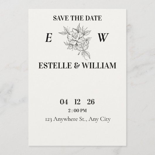 Art Deco Wedding Save the Date Card (Voorkant)