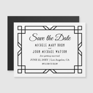 Art Deco Wedding Save the Date Magnetic Kaart