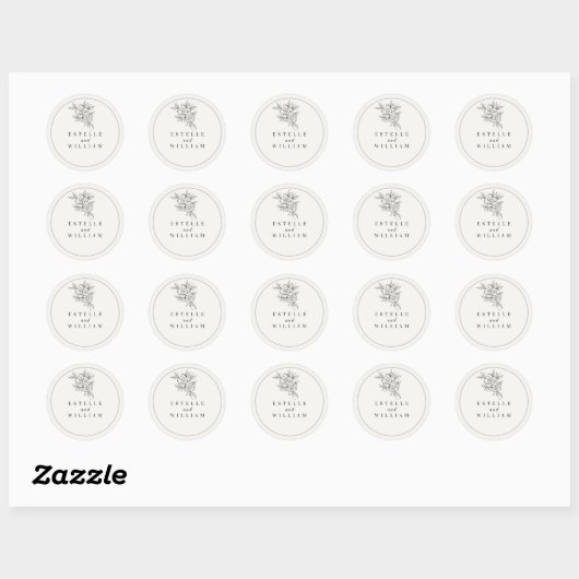 Art Deco Wedding Small Round Sticker | Elegant (Vel)