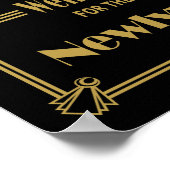 Art Deco Wedding-teken Gold en zwarte wensen Poster (Hoek)